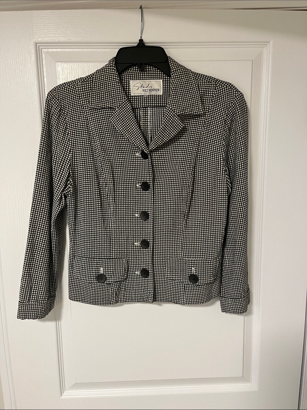 Studio by Holt Renfrew Black & White Chekered Blazer